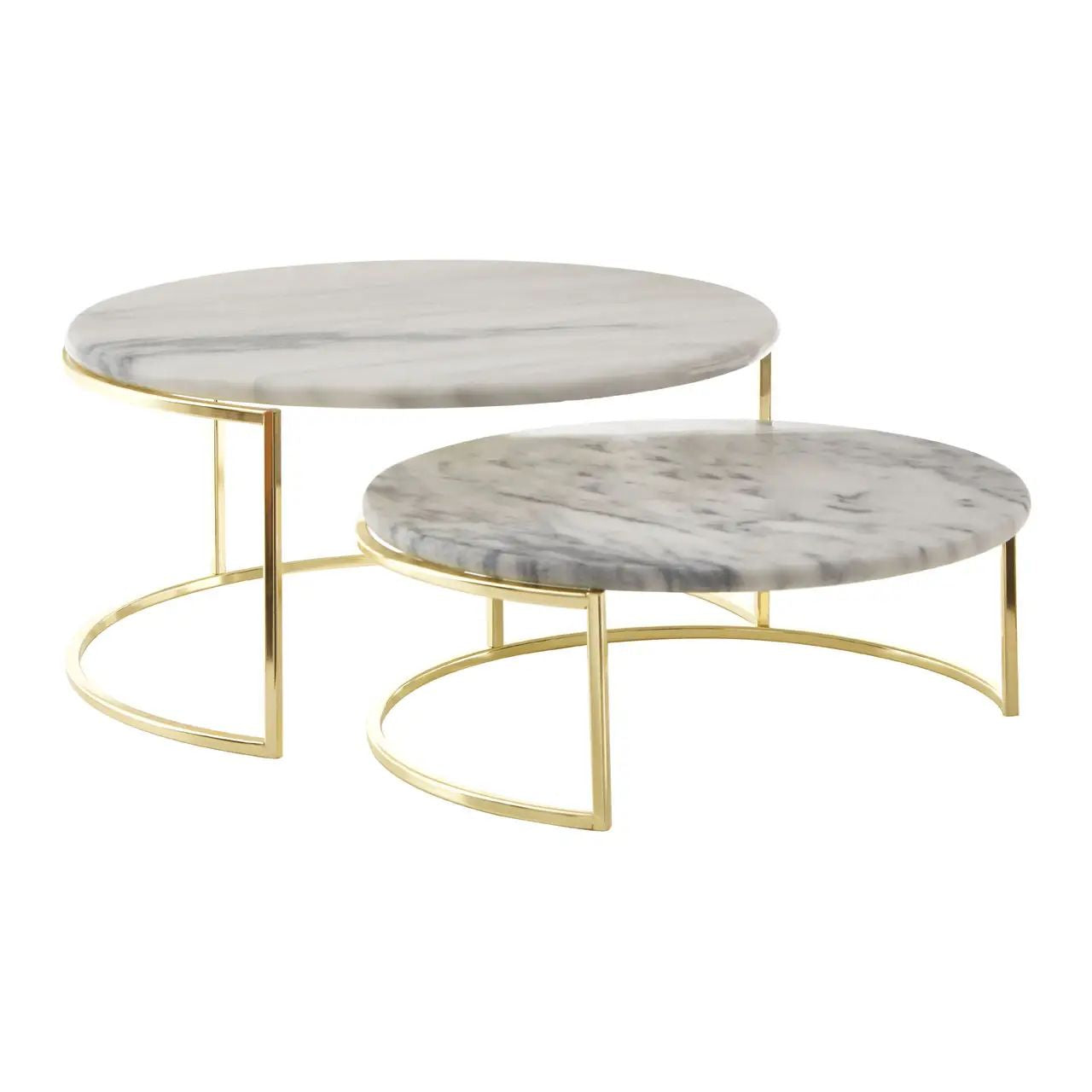 Seraphine 2Pc White Marble & Brass Finish Base Cake Stands