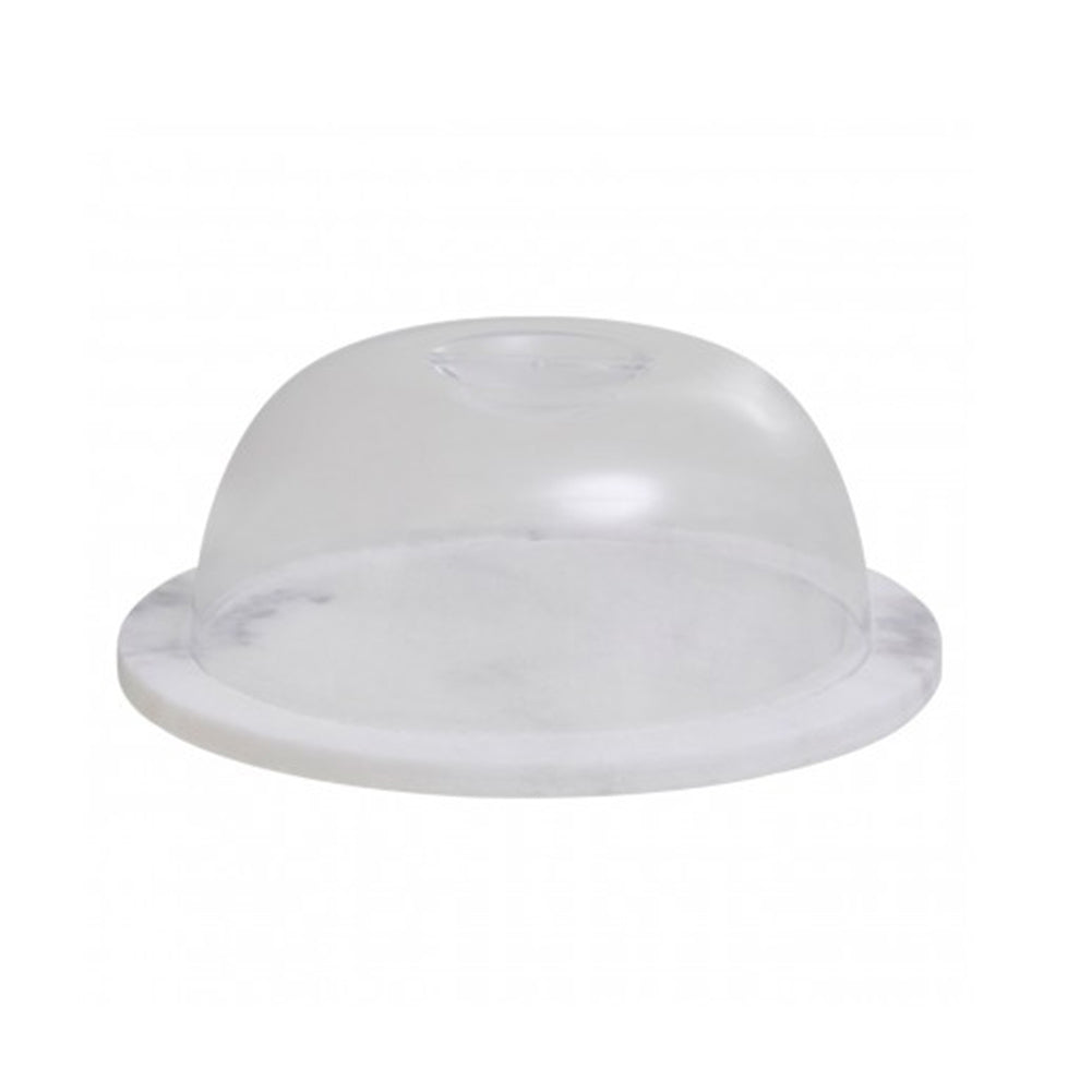 Round Solid Marble Cheese Board with Clear Dome Lid