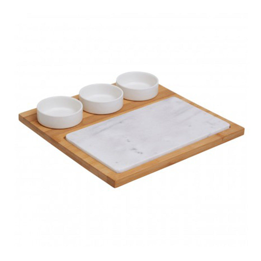 Marenzo 5 Piece White Marble & Ceramic Serving Board