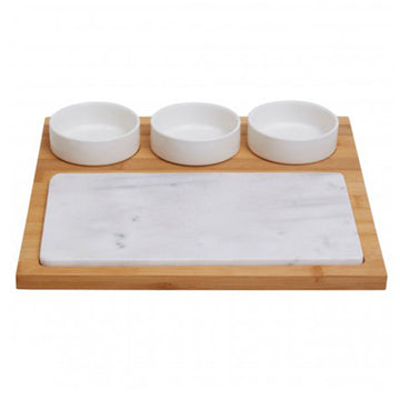 Marenzo 5 Piece White Marble & Ceramic Serving Board
