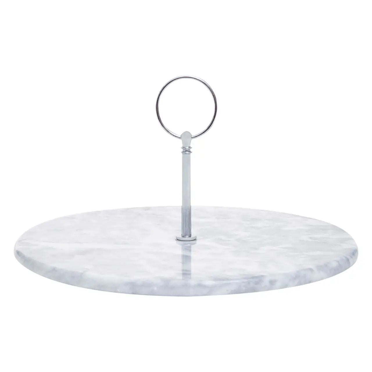 Marmano Grey Marble Cake Stand With Silver Finish Handle