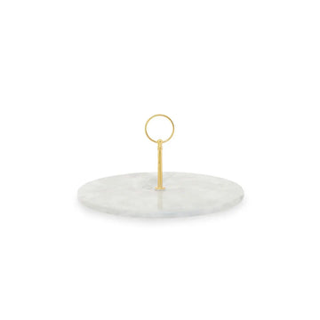 Marmano Grey Marble Cake Stand With Gold Finish Handle