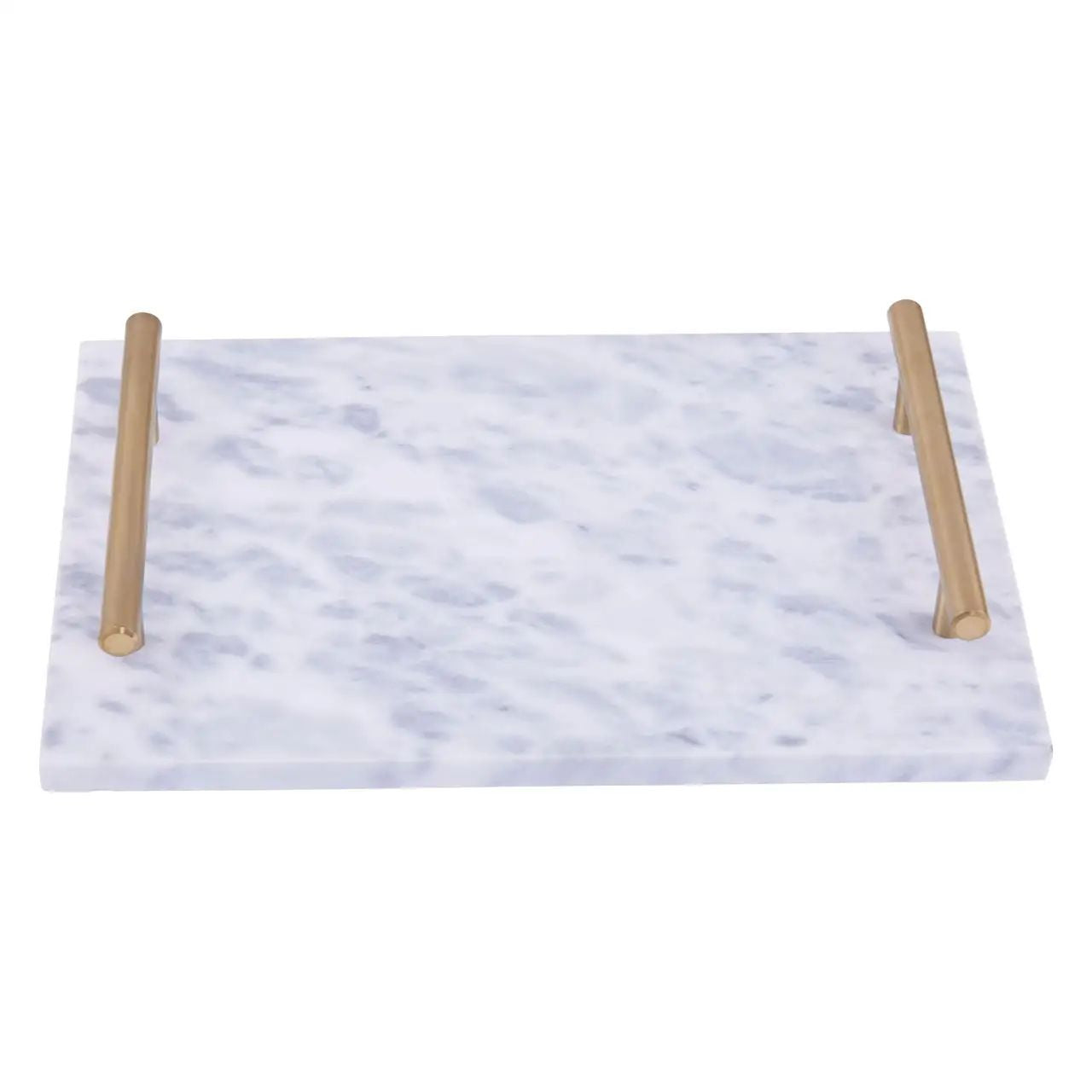 Grey Marble Tray with Gold Handles