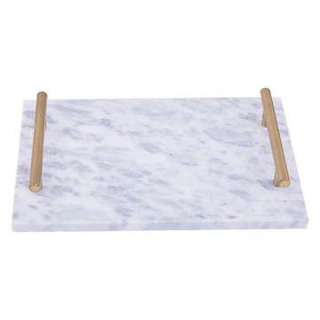 Grey Marble Tray with Gold Handles