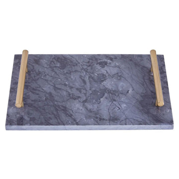 Black Marble Tray with Gold Handles