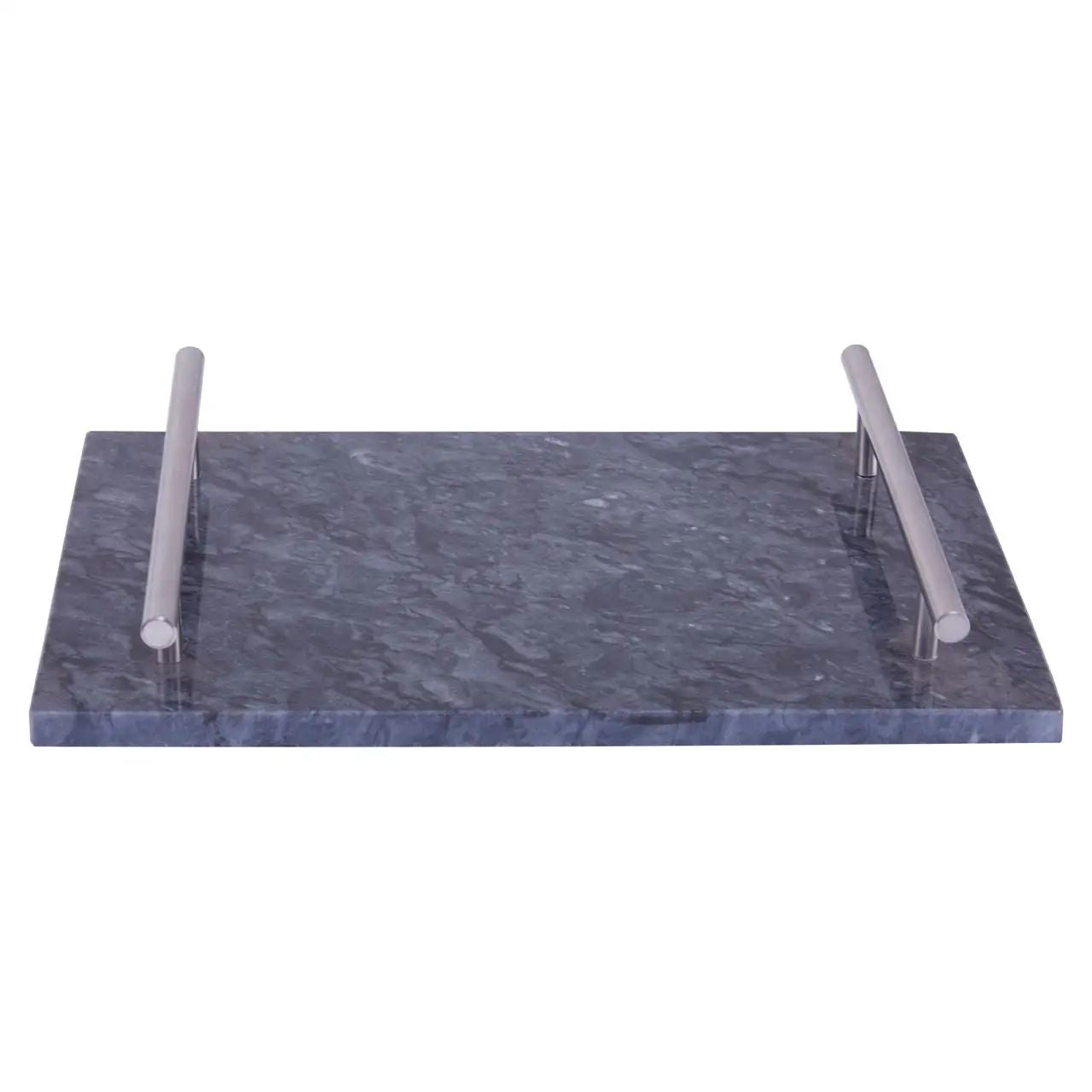 Black Marble Tray with Silver Handles