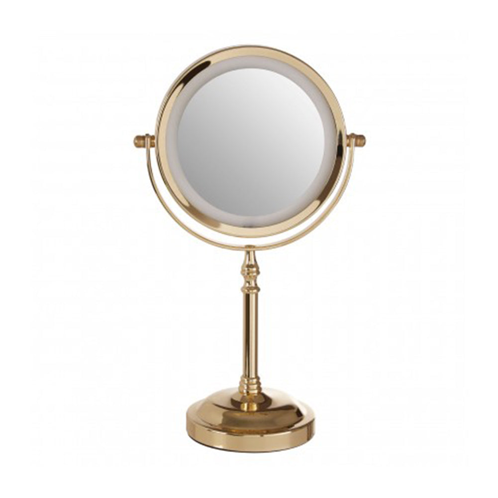 Cassini Gold Iron LED Table Mirror