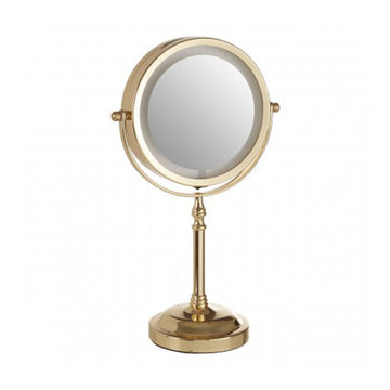 Cassini Gold Iron LED Table Mirror