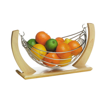 Rubberwood Chrome Vegetable & Fruit Storage Basket