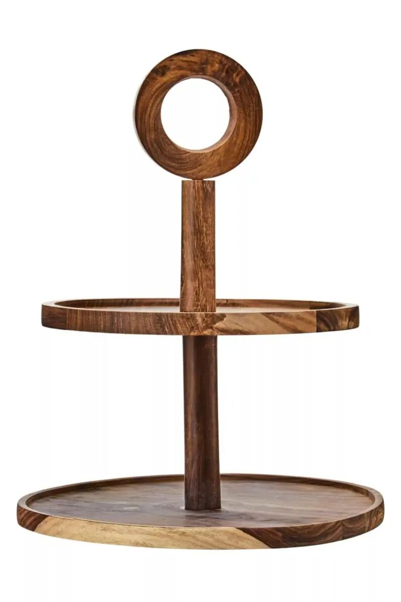 Mora Sheesham Wood 2 Tier Cake Stand