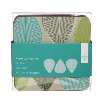 Set of 4 Green Leaf Coasters