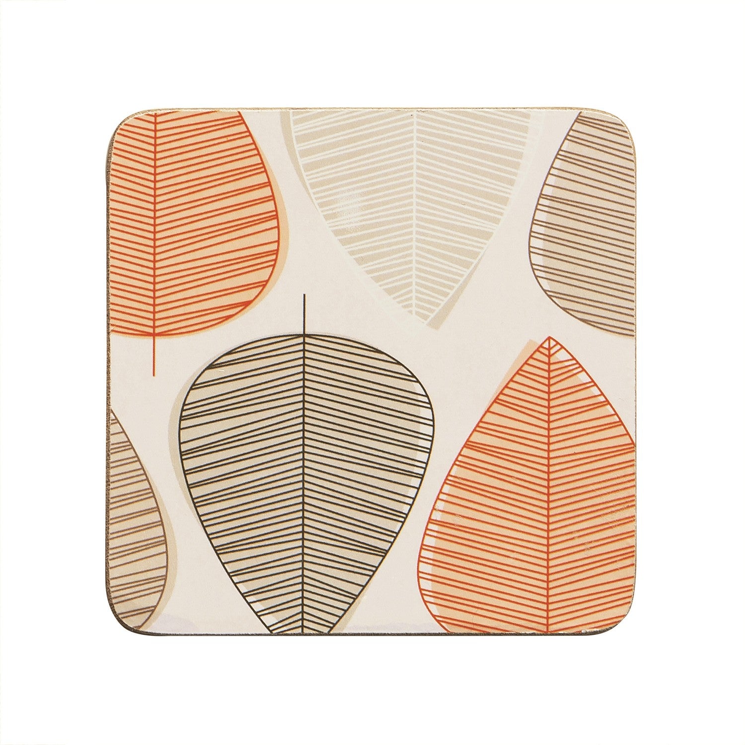 Set of 4 Orange Leaf Coasters