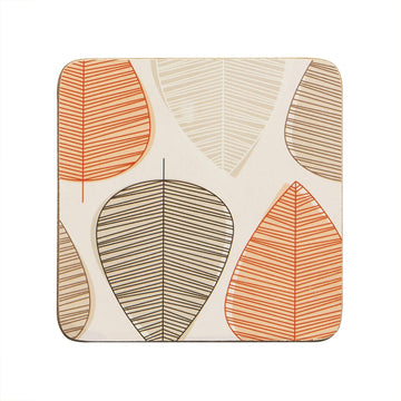 Set of 4 Orange Leaf Coasters