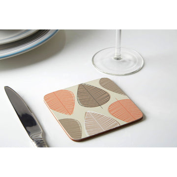 Set of 4 Orange Leaf Coasters