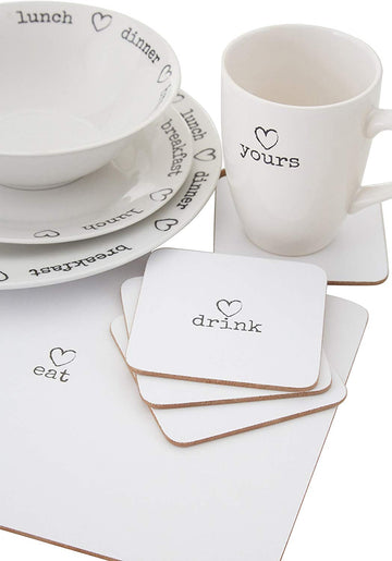 Set of 8 Breakfast Dinner Serving Charm Coasters