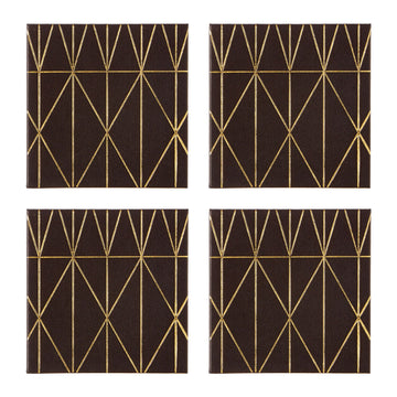 Set of 4 Geome Prism Faux Leather Effect Coasters
