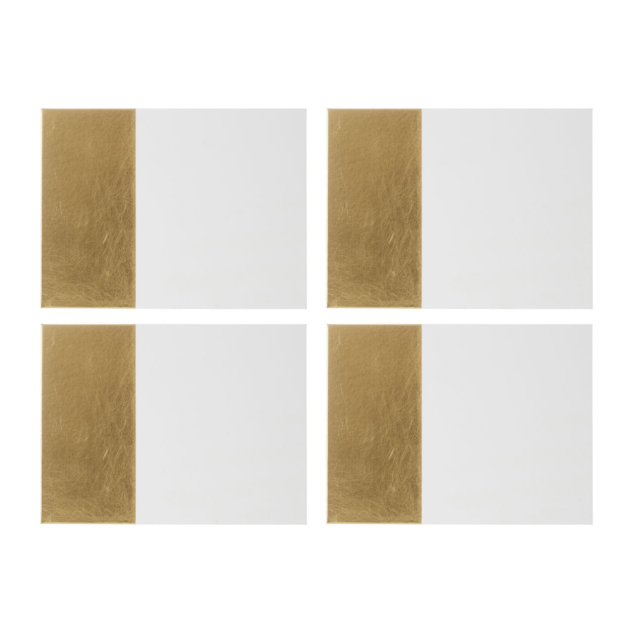 Set 4 Rectangle White Gold Dipped Leather Effect Placemats