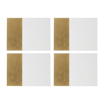 Set 4 Rectangle White Gold Dipped Leather Effect Placemats