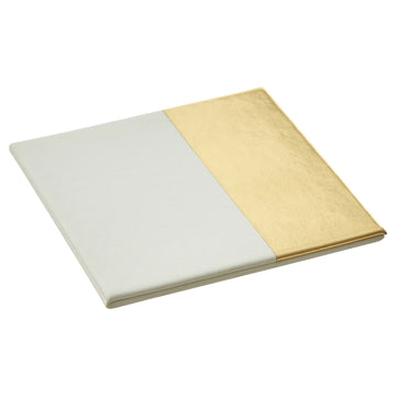 Set 4 Square White Gold Leather Effect Coasters