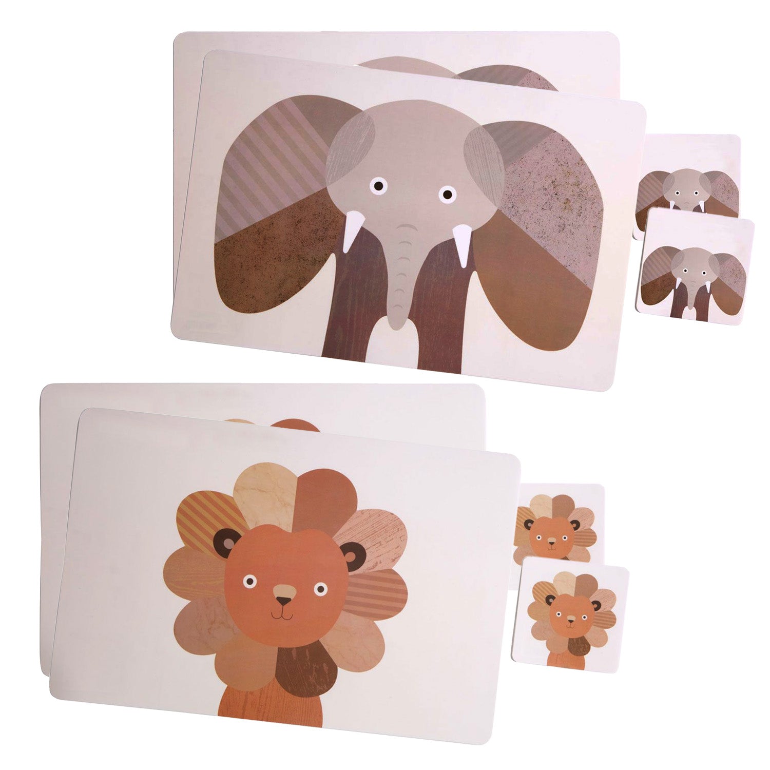 8pcs Lion Elephant Effy Placemats & Coasters Set