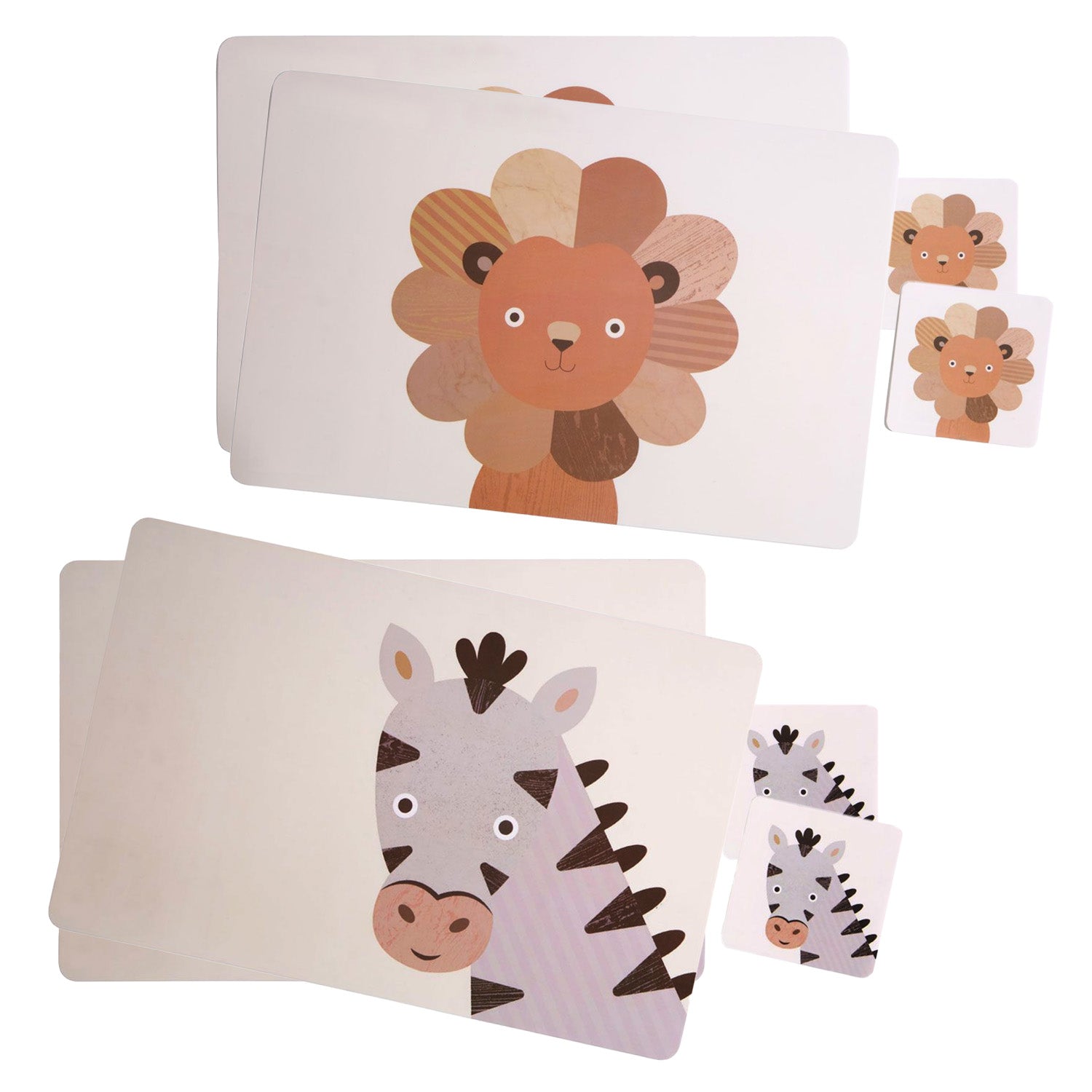 8pcs Lion Zebra Effy Placemats & Coasters Set