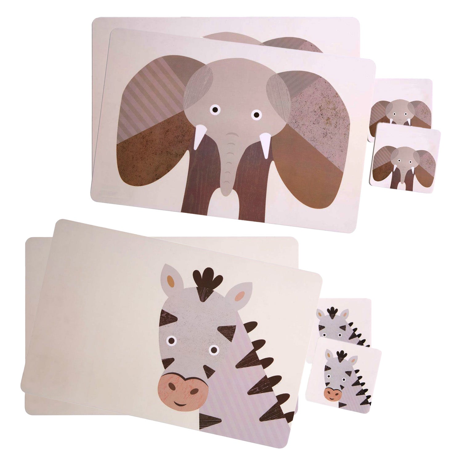 8pcs Elephant Zebra Effy Placemats & Coasters Set