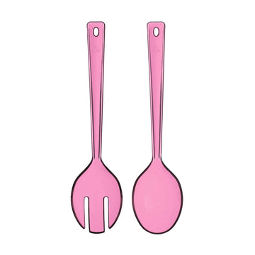 Pink Plastic Fork and Spoon Summer Salad Servers