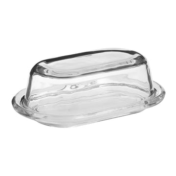 2pcs Classic Clear Glass Butter Dish