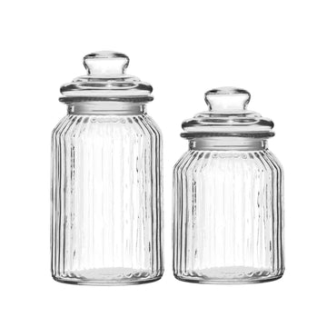2-pc Clear Glass Storage Jars 990/1300ml