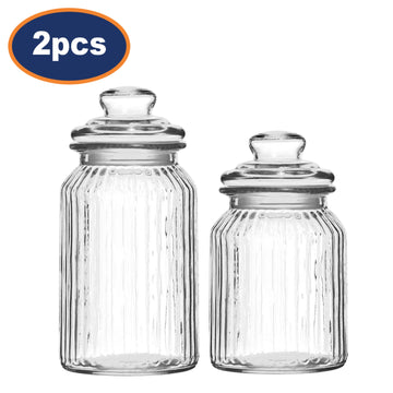 2-pc Clear Glass Storage Jars 990/1300ml