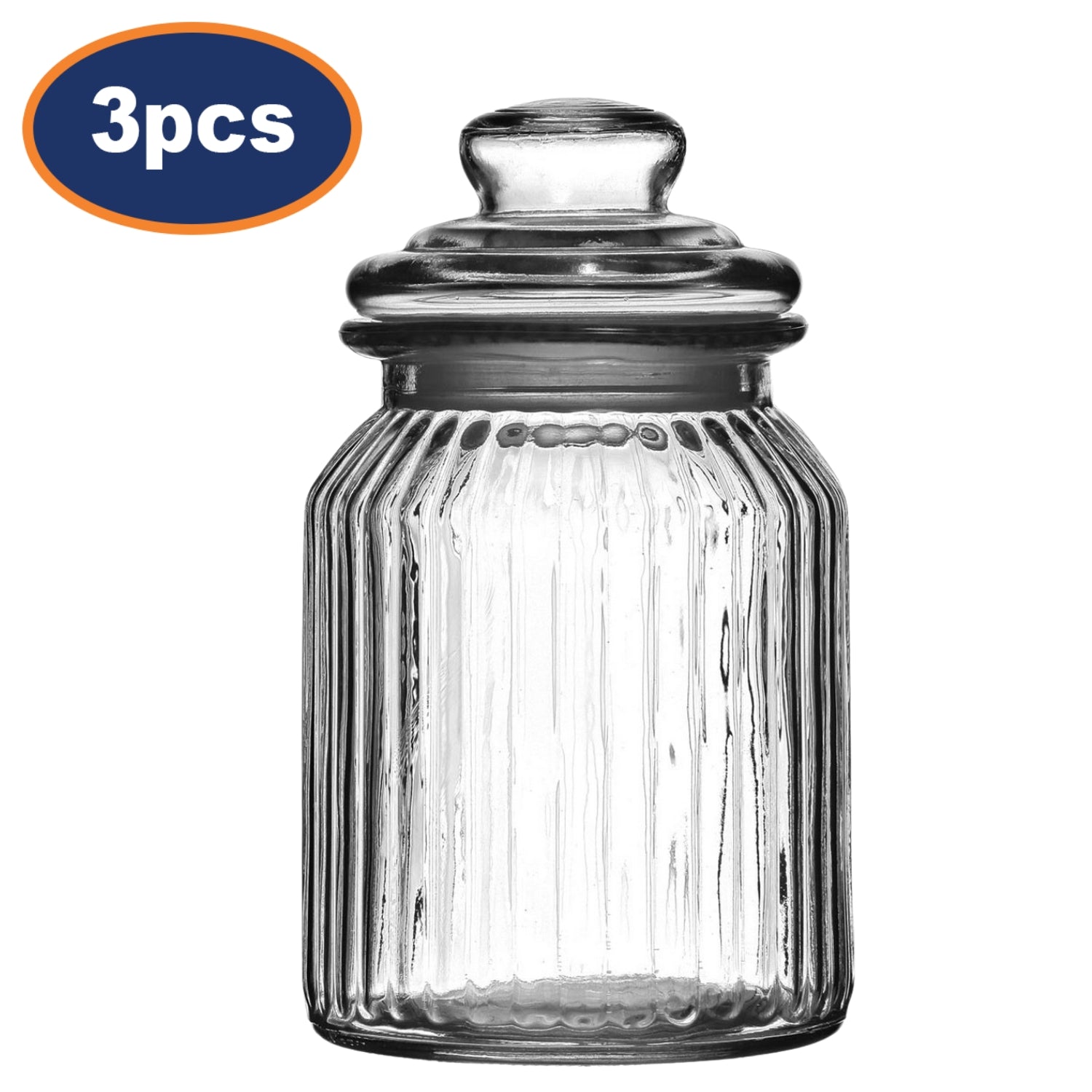 3pcs 990ml Glass Storage Jar