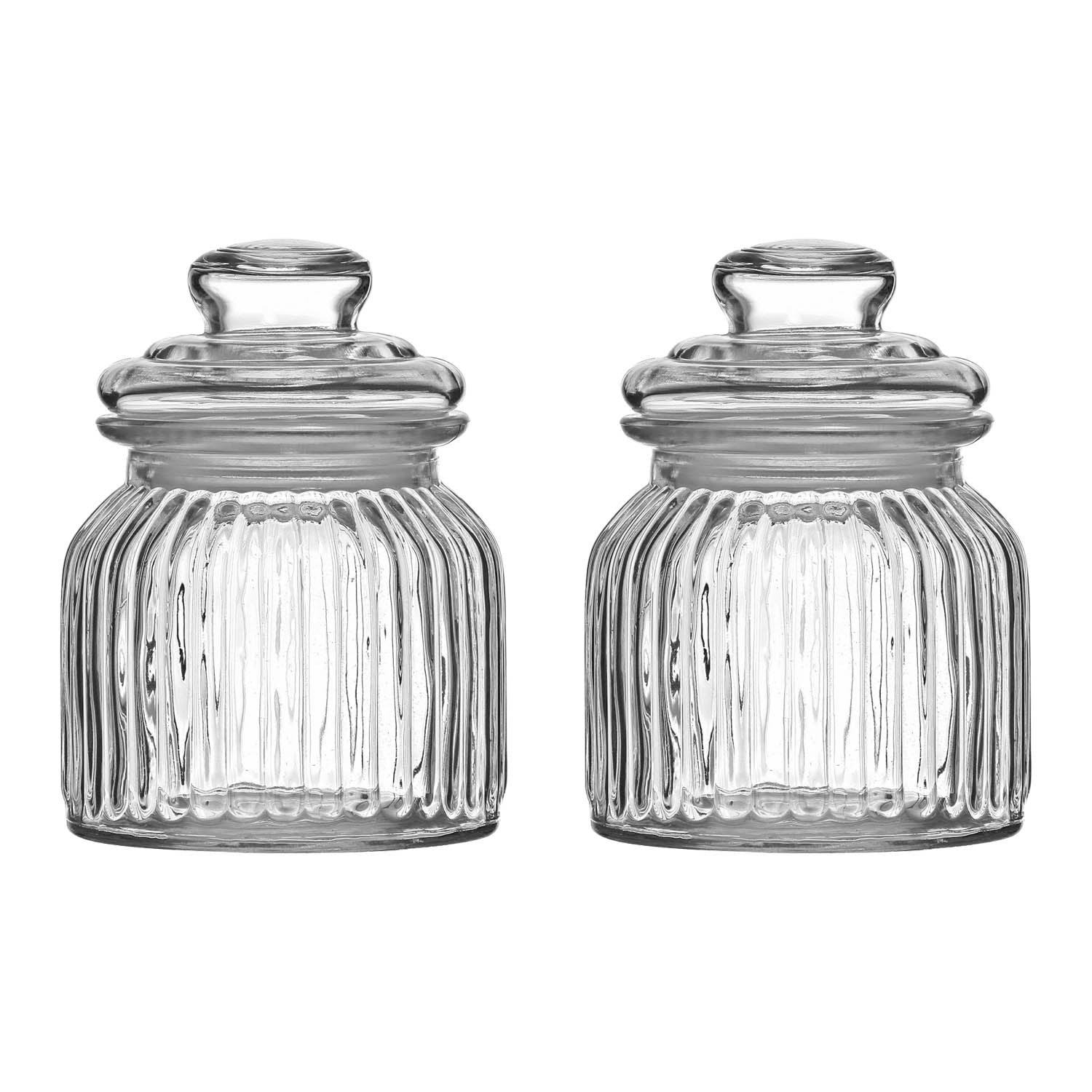 2pcs 600ml Clear Glass Tea Coffee Sugar Jars