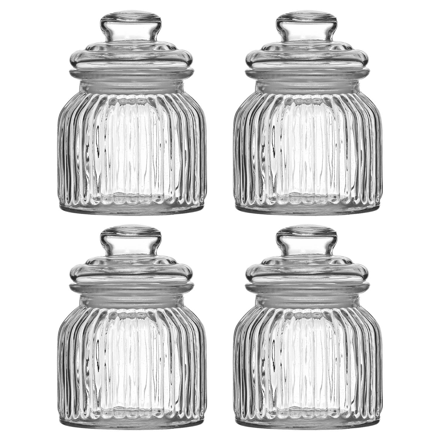 4pcs 600ml Clear Glass Tea Coffee Sugar Jars