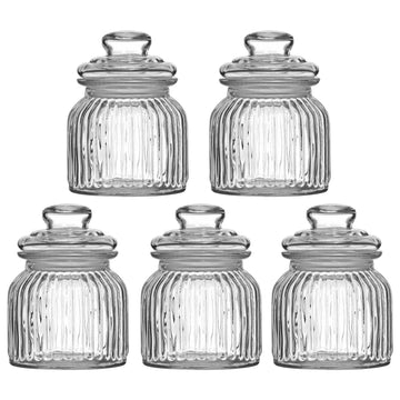 5pcs 600ml Clear Glass Tea Coffee Sugar Jars