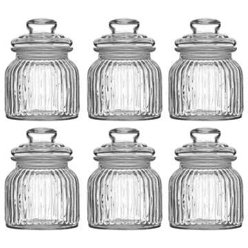 6pcs 600ml Clear Glass Tea Coffee Sugar Jars