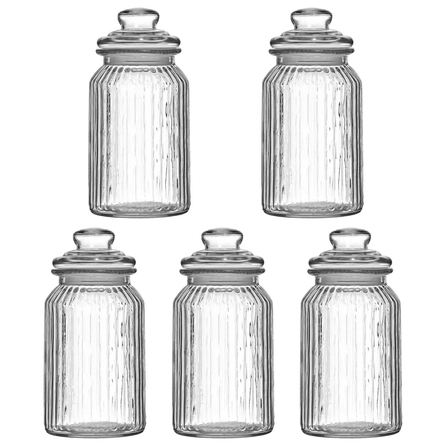 5pcs 1.3L Glass Storage Jar