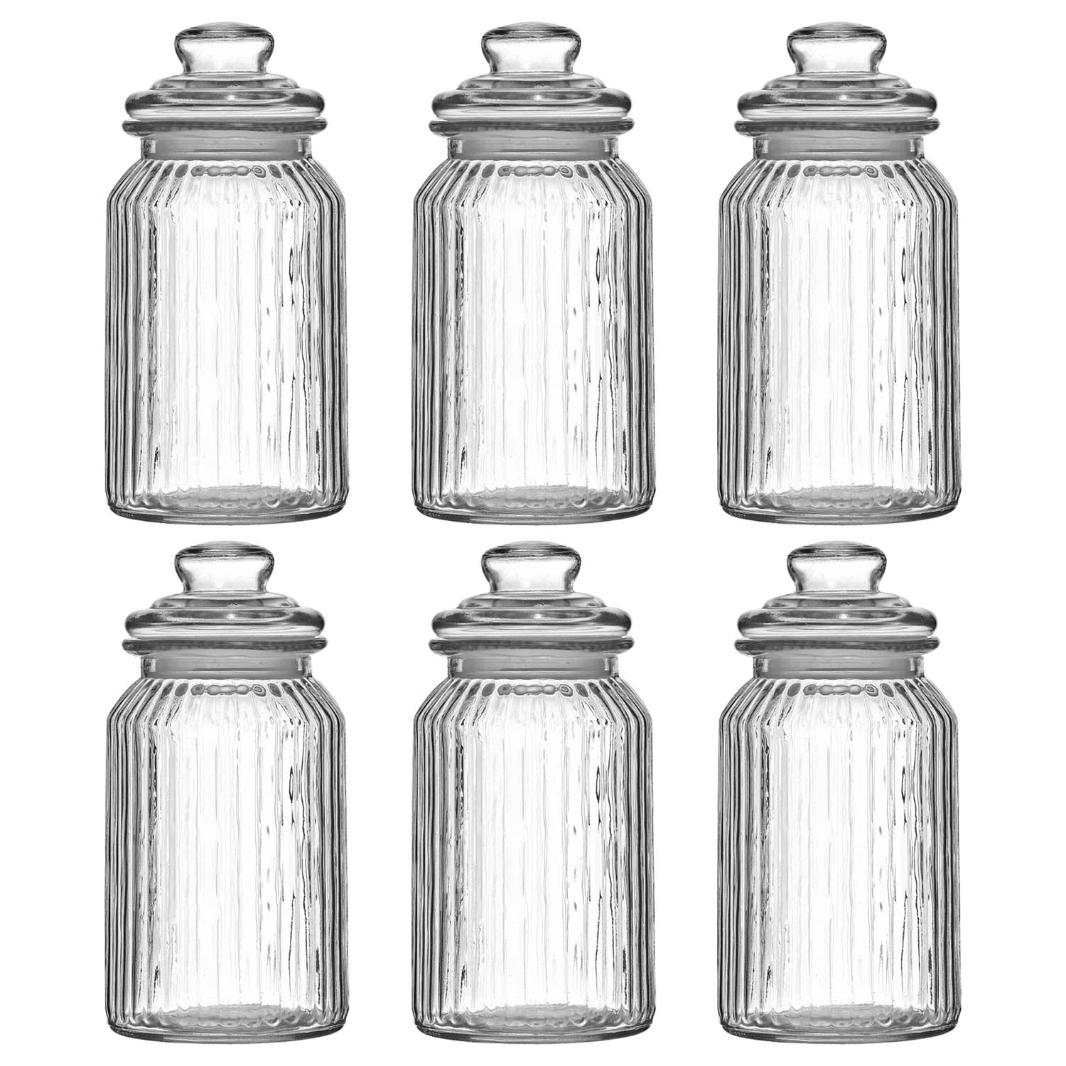 6pcs 1.3L Glass Storage Jar