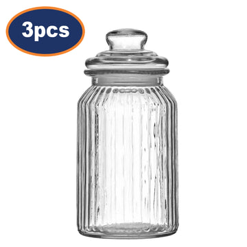 3pcs 1.3L Glass Storage Jar