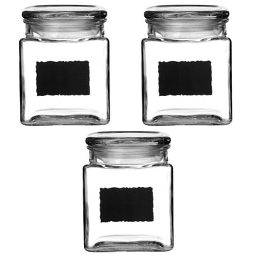 Set Of 3 800ml Glass Storage Jars Airtight Lid