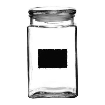 Set Of 6 1.2 Litre Glass Storage Jars Airtight Lid With Chalkboard