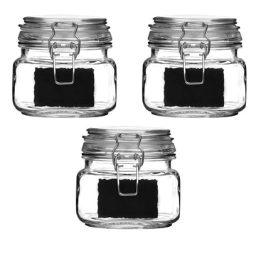 Set Of 3 900ml Square Glass Storage Jar