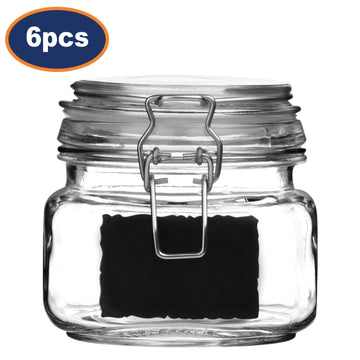 Set Of 6 900ml Square Glass Storage Jar