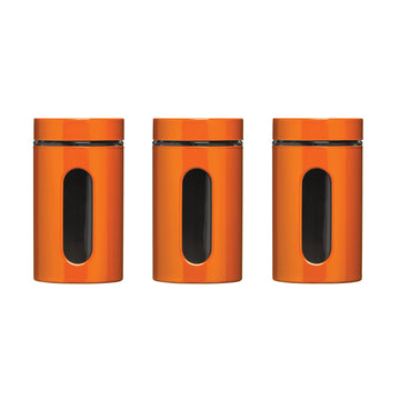 Set of 3 1 Litre Orange Storage Jars