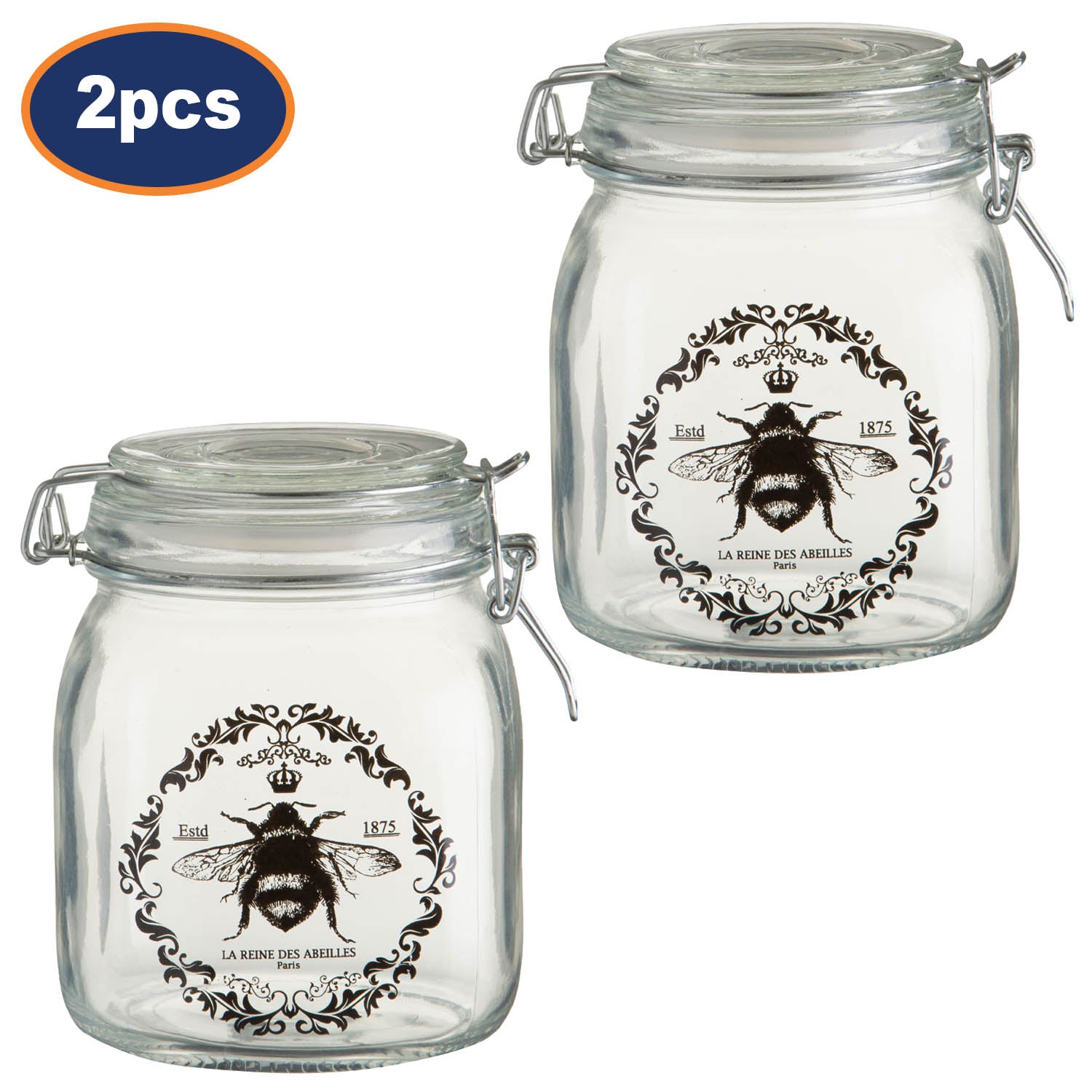 2pcs 1000ml Queen Bee Canister Jar