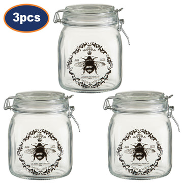 3pcs 1000ml Queen Bee Canister Jar