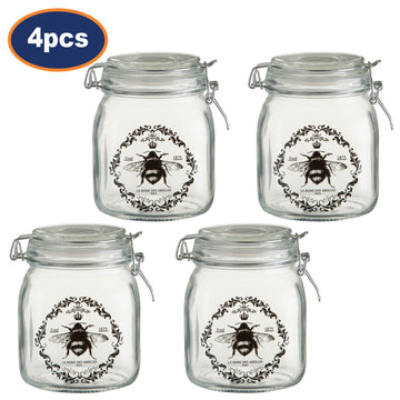 4pcs 1000ml Queen Bee Canister Jar