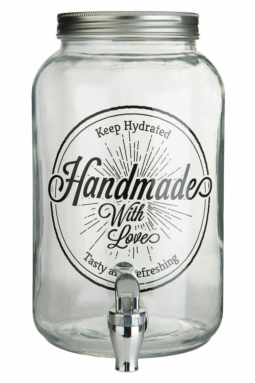 3.5L Handmade With Love Round Glass Drinks Dispenser