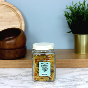 Set of 3 Square Glass Storage Jars Assorted Lids