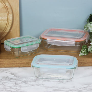 3pc Set Freska Borosilicate Glass Lunch Boxes