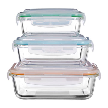 3pc Set Freska Borosilicate Glass Lunch Boxes